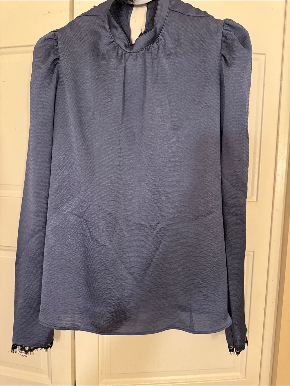 Express Women's Long-Sleeve Mock Neck Blouse - Blue